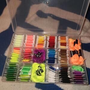 LOT of  Over 100  Embroidery Thread Floss in  Organizer Box Plus Extra Thread
